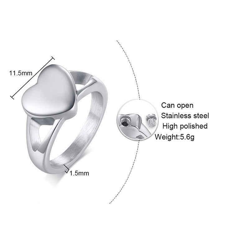 Heart-shaped Titanium Steel Heart-shaped Urn Casting Ring