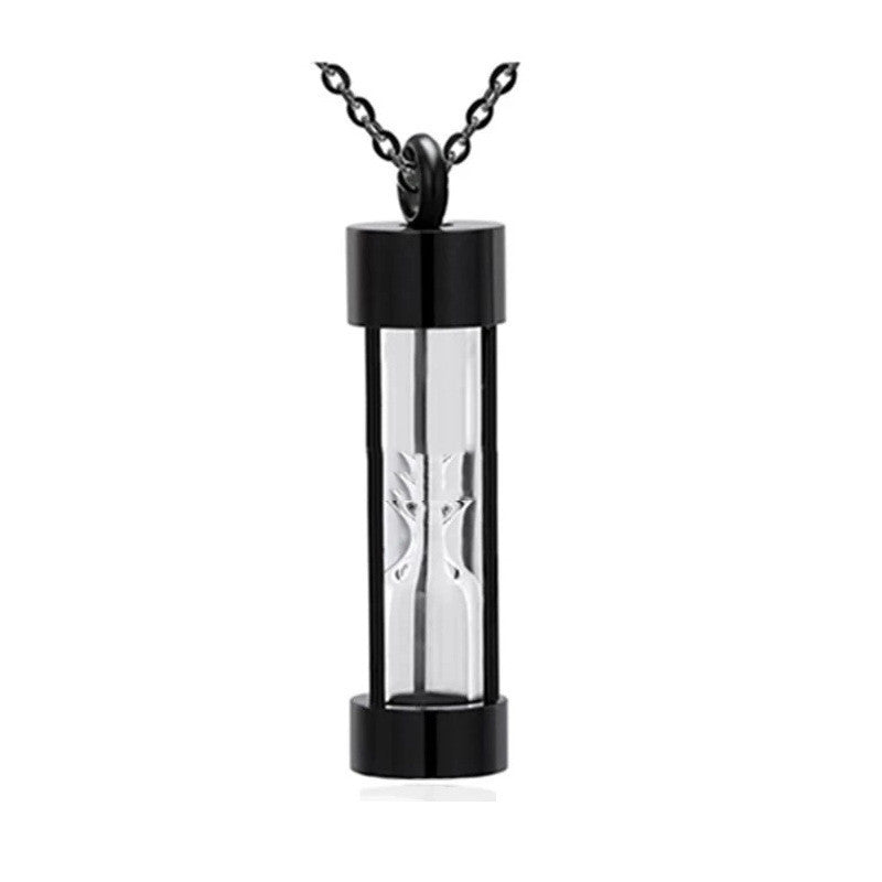 Stainless Steel Glass Hourglass Perfume Bottle  Urn Pendant