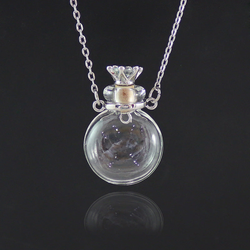 1PC Glass Memorial Urn Cremation Pendant Necklace Ash Case Holder