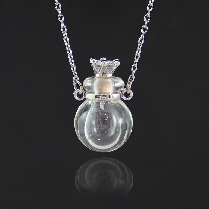 1PC Glass Memorial Urn Cremation Pendant Necklace Ash Case Holder