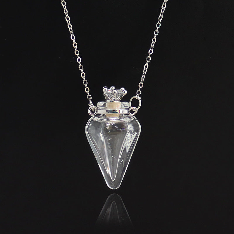 1PC Glass Memorial Urn Cremation Pendant Necklace Ash Case Holder