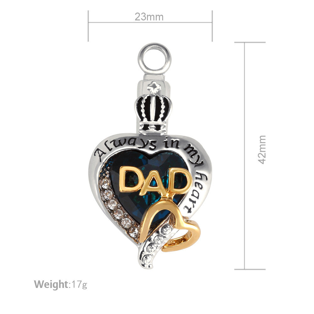 DAD Peach Heart Love Urn Necklace Pendant