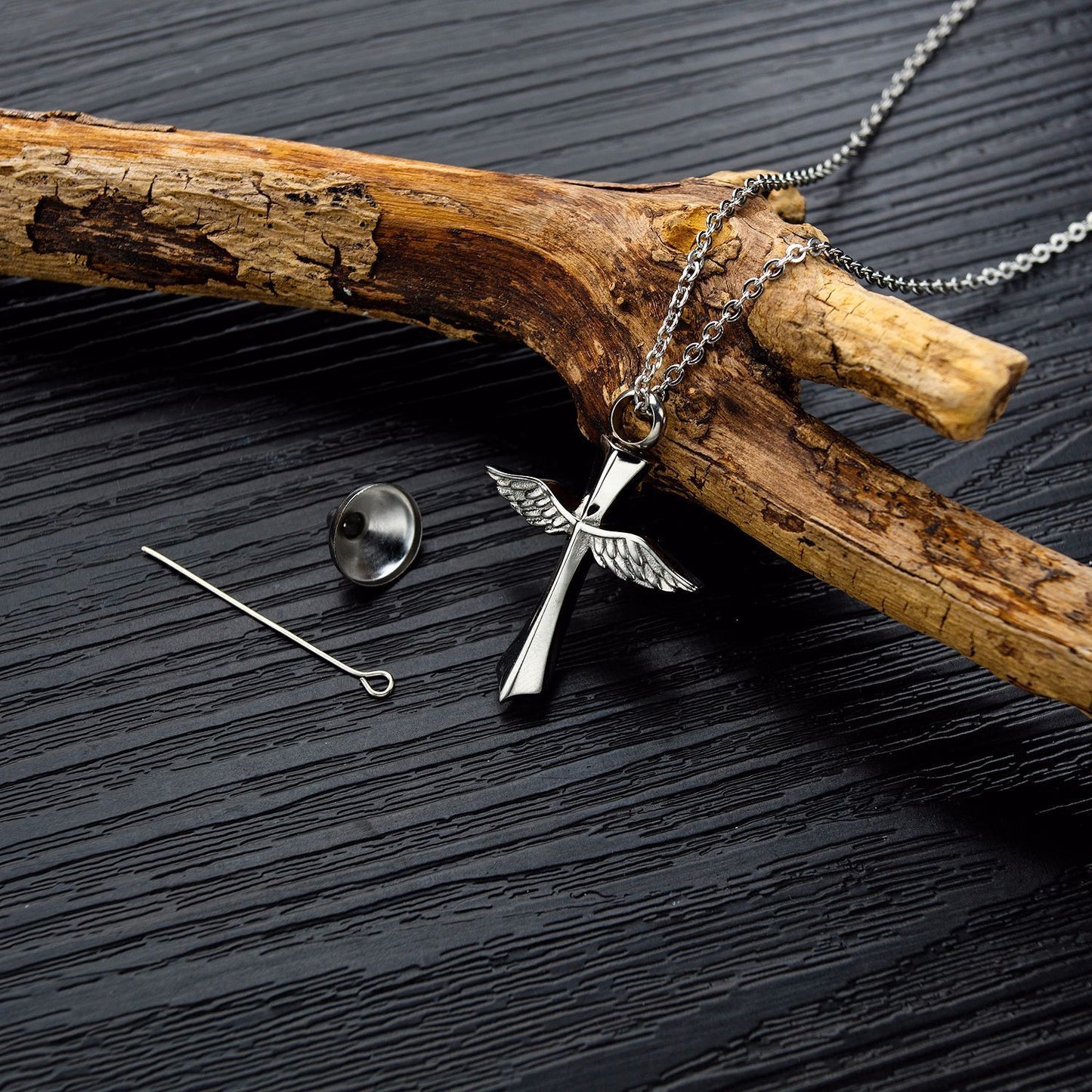 Cross Titanium Steel Necklace Male Pet Urn Pendant