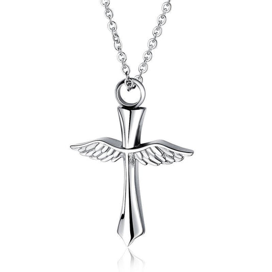 Cross Titanium Steel Necklace Male Pet Urn Pendant