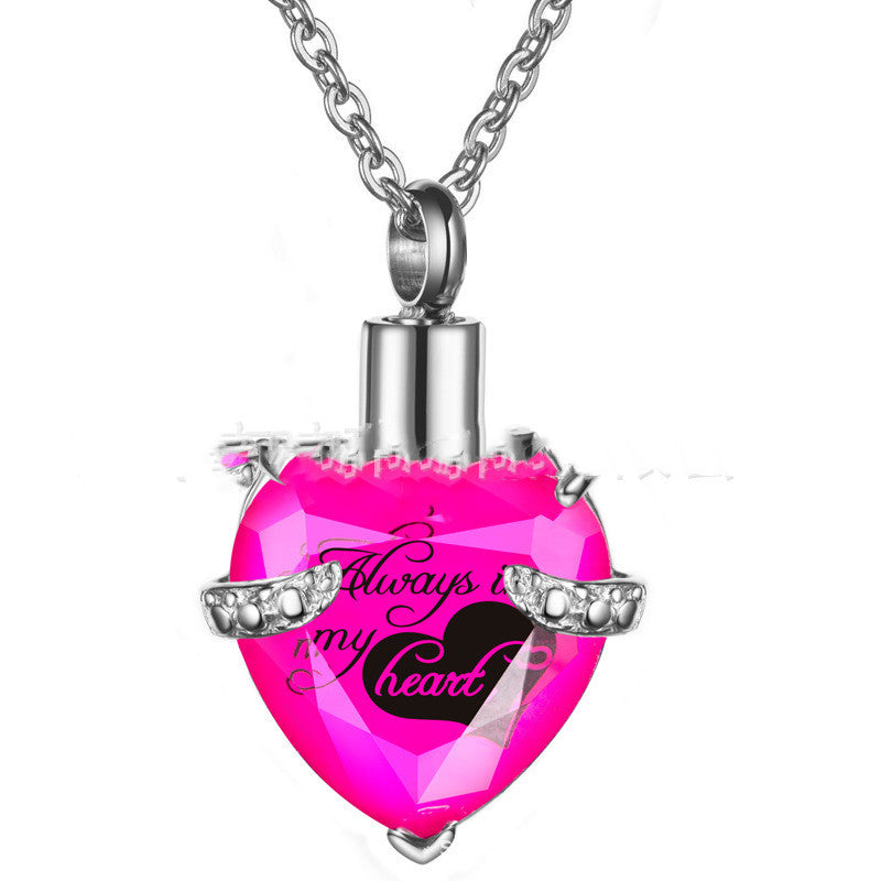 Stainless Steel Birthday Stone Urn Necklace Love Glass Ashes