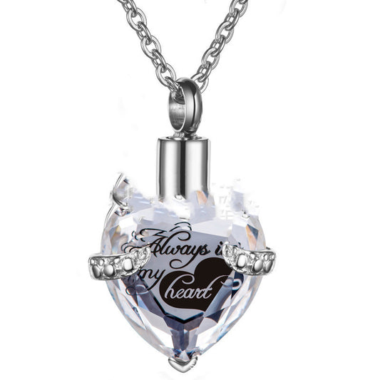 Stainless Steel Birthday Stone Urn Necklace Love Glass Ashes