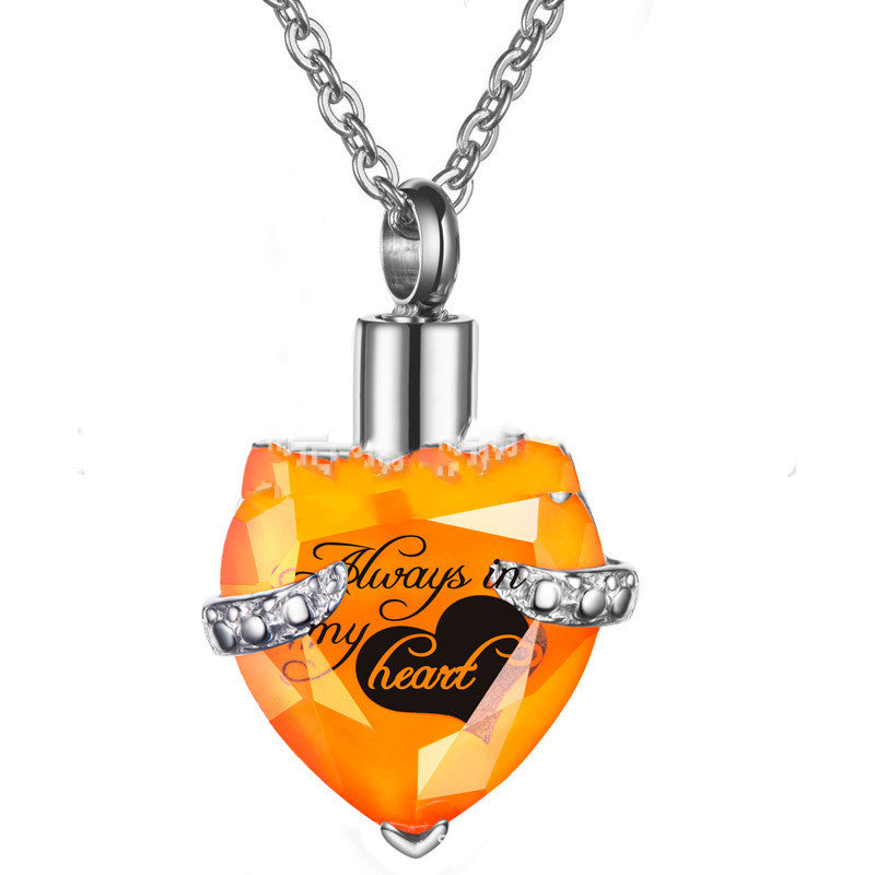 Stainless Steel Birthday Stone Urn Necklace Love Glass Ashes