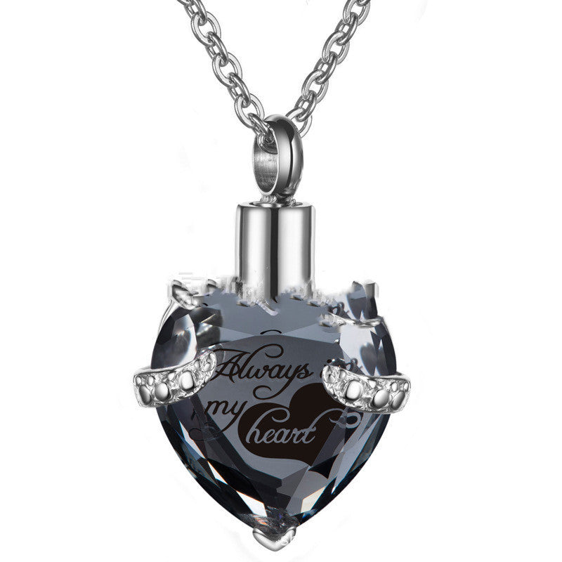 Stainless Steel Birthday Stone Urn Necklace Love Glass Ashes