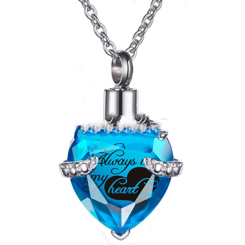 Stainless Steel Birthday Stone Urn Necklace Love Glass Ashes