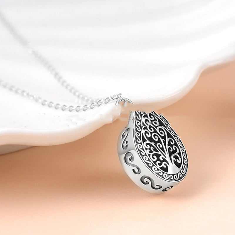 Stainless Steel Lucky Tree Water Bead Type Cremation Cinerary Casket Necklace Commemorative Jewelry Pendant Perfume Bottle Gift