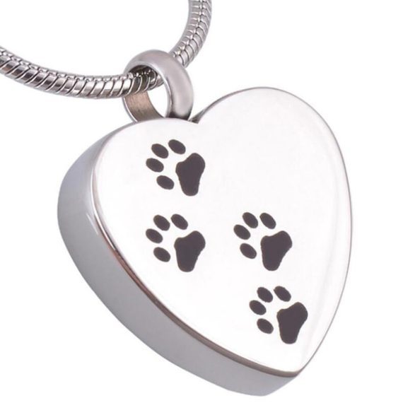 Pet Bone Urn Necklace Heart-shaped Necklace Silver