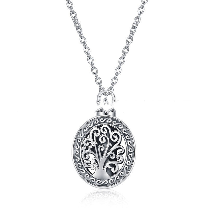 Stainless Steel Lucky Tree Water Bead Type Cremation Cinerary Casket Necklace Commemorative Jewelry Pendant Perfume Bottle Gift