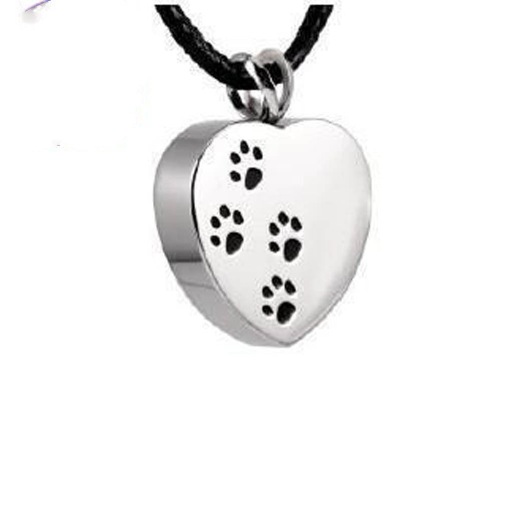 Pet Bone Urn Necklace Heart-shaped Necklace Silver