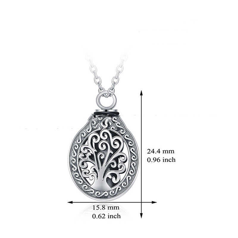 Stainless Steel Lucky Tree Water Bead Type Cremation Cinerary Casket Necklace Commemorative Jewelry Pendant Perfume Bottle Gift