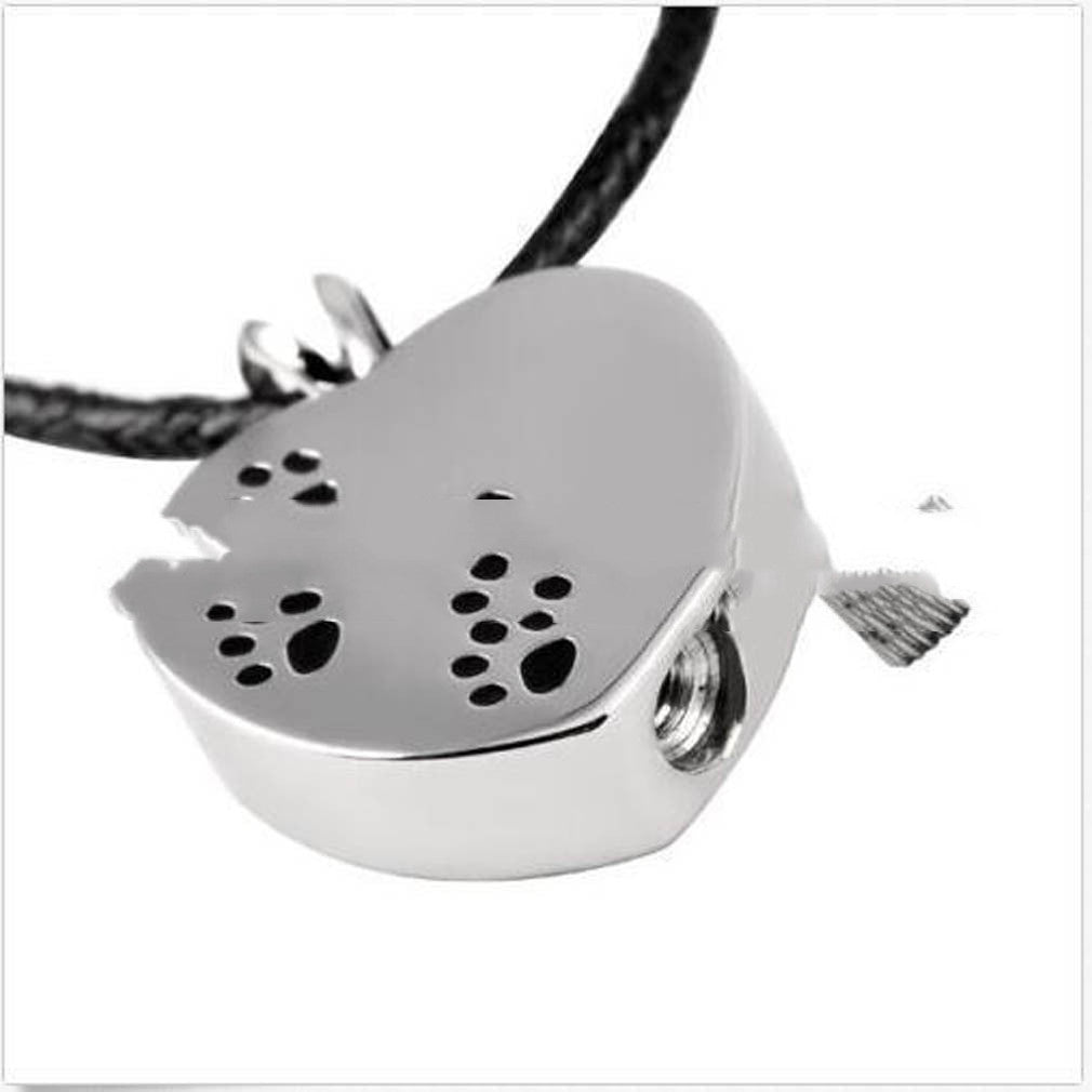 Pet Bone Urn Necklace Heart-shaped Necklace Silver